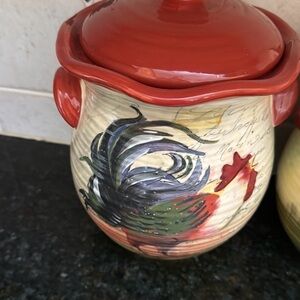 Colorful Rooster Ceramic Canister